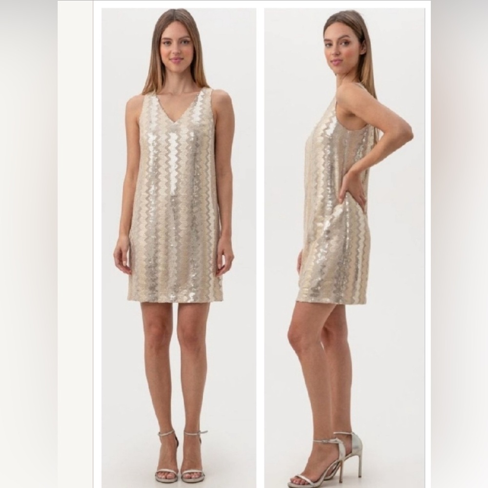 NWT! Trina Turk Gold Glitteratti Sequin Mini Dress